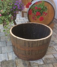 Holzfaß Whiskyfaß Miniteich halbiert Eichenfaß Teichfaß halbes Faßhälfte dicht!