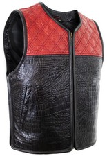 Herren Biker Lederweste Croco