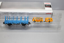 Märklin 48709 2-Achser Rungenwagen mit VW Bus T1 und Wohnwagen Surf Spur H0 OVP