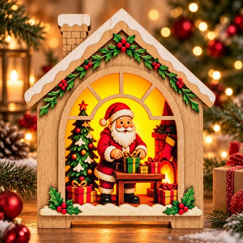 Led weihnachtsdeko holzhaus - led,