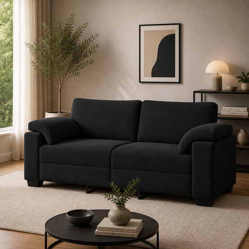 Samt sofa sitzer schwarz - samt,