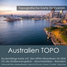 Australien Topo Karte 20m Höhenlinien 4GB microSD für Garmin Navi, PC & MAC