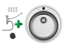 Edelstahl Küchenspüle rund 51 cm Einbauspüle mit Zubehör Spülbecken Küche