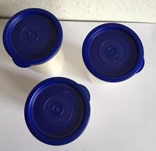 Tupperware 4 Joghurt Becher mit Deckeln  je 175 ml   weiß/ blau Tupper