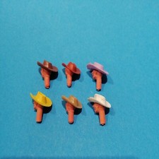 TIMPO TOYS  Cowboy Köpfe mit Hut weiß, gelb, lila, rotbraun, braun, oker Kopf