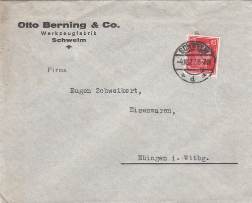 Schwelm briefumschlag 1927 - schwelm,,