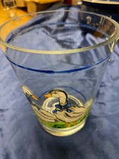 Tischabfallbehälter Vase konisch Glas  18x14 cm mit 2 Gänsen bemalt