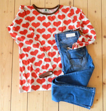 Stylisch! VINGINO Jeans Bettine & Smafolk Shirt Herzen 134/140 9 Jahre Skinny