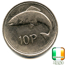 Eine irische 10 Pence Münze