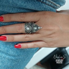 Krone Ring König Statement Mittelalter Schmuck Antik Silber versilbert Handmade