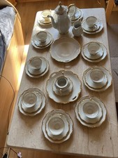 Vintage 9 Personen Kaffeeservice Mitterteich mit Gold Round