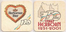 Herborner Bier - alter Bierdeckel "750 Jahre Stadt Herborn 2001"