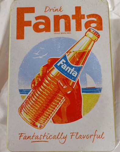 Fanta werbe blechdose - werbe-blechdose, „drink