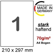 10 x DIN A4 Papier 210 x 297 mm weiss stark permanent selbstklebend 70g/m² innen