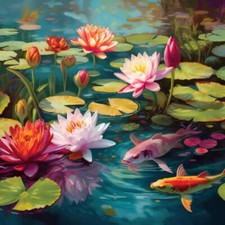 Wandbild: Seerosen und