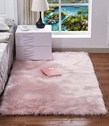 Kunstfell teppich rosa weich - kunstfell,