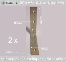 Möbelwinkel, Stuhlwinkel, Metallwinkel gelb verzinkt 100x100x20x2,5 mm 