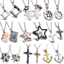 2x Partner Ketten + Anhänger Edelstahl Partnerketten Freundschaftsketten silber