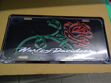 Harley-Davidson Blechschild schwarz m. Rose und Schriftzug, Geschenk ? RAR ?