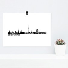 JUNIWORDS Poster "Skyline Dortmund" in Schwarz Geschenk Geburtstag DIN A4 A3 A2 