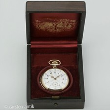 Haas Nevaux & Cie. 18k Taschenuhr Minutenrepetition, Sekundenbruchteile und Box 1905