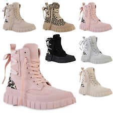 Damen Sneaker High Schnürer Prints Profil-Sohle Schuhe 841579 Trendy Neu