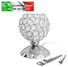 Nachttischlampe modern Chrom 1 L. Nachttischleuchte Kristall Schlafzimmer CIELO