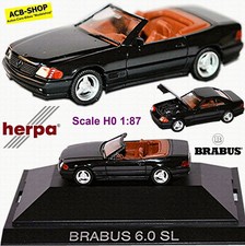 Mercedes SL 6.0 Brabus R129 Roadster + HardTop 1989-95 schwarz 1:87 Herpa 100069