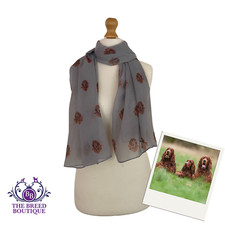 IRISH SETTER SCHAL DAMEN IRISH SETTER HUND PRINT TUCH HALSTUCH IN CREME UND GRAU