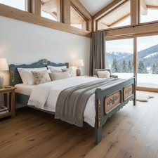 Voglauer Doppelbett Bett Holzbett Bauernbett Schlafzimmer Landhaus altblau 1700