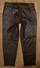 JOHN BANER Herren- LEDERJEANS / Lederhose in dkl.- braun ca. W37 / L31