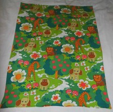 Kinder Bettwäsche Stoff 70er vintage fabric bedding 70s vtg Tiere wie Graziela