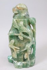 27cm Deckelvase geschnitzte Stein Figur China  (GV433)