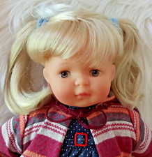Schildkröt Puppe "Strampelchen" mit blonden Haaren, Pony, 2 Zöpfen, sehr hübsch