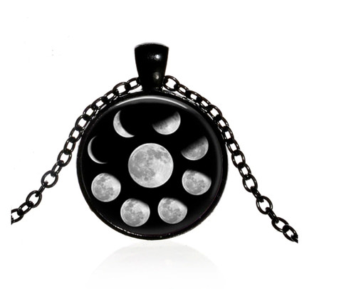Mondphasen anhänger mit kette - mondphasen-anhänger,