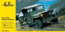 Hel81105 - Heller 1:35 - Jeep Willis & Trailer
