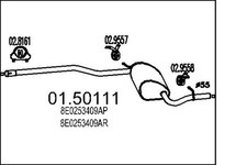 Mittelschalldämpfer MTS 01.50111 für B7 AUDI A4 B6 8E2 Avant 8E5 8EC 8ED TDI