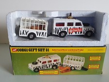 Corgi Gift Set 31 Safari Land Rover Game Park Löwe Trailer Fahrzeug OVP 1:43