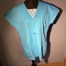 *Blanka Style* Uniform Pflegeberuf Medizin OP Krankenschwester Hemd Blau Gr. L
