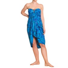 PANASIAM Sarong blaue Designs, Strandtuch Pareo batik handgemacht Schal Halstuch