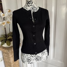 Marco Polo Strickjacke Schwarz Silber Gr 34/XS Merino Wolle Extra Fine Bolero