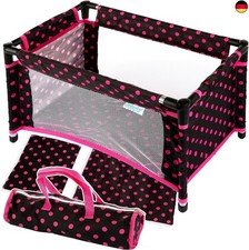 Kinderplay Puppenreisebett ? Klappbares Puppenbett mit Tragetasche &