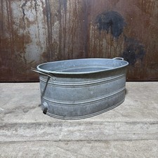 Alte kleine Zinkwanne ovale Zink Wanne Badewanne mit Abfluss / L70 B48 H28,5 cm