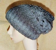 HATS Damen Mütze Anthrazit/Grau, Lochung-Muster, Beidseitig tragbar!