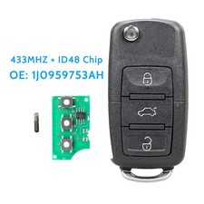 1x Schlüssel 434MHz 1J0959753AH 3 tasten für VW Seat Skoda FunkSchlussel Auto