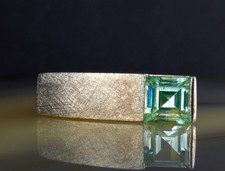 Ring Silber 925 Beryll grün Designer 18,2 mm mattiert - attraktiv & modern