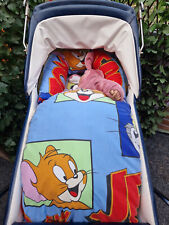 3-tlg. Kinderwagen Garnitur Kissen Set Bettwäsche Upcycling Unikat Tom & Jerry