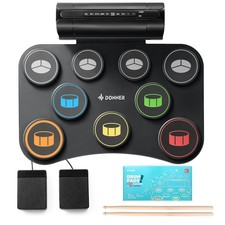 Donner DED-20 SE Schlagzeugpad 9 aufrollbares Pad eingebauter Lautsprecher Pedal