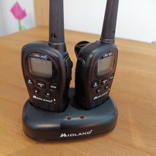 2 WALKIE TALKIE MIDLAND LXT500 MIT LADEGERÄT + TRANSFORMATOR 220 VOLT