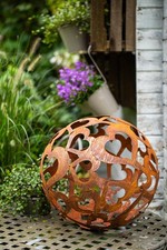 Herz Kugel Metall Rost Edelrost 40cm rostige Gartendekoration Gartenkugel